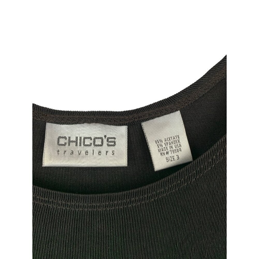 Chicos Travelers Sleeveless Black Top Size 3 Acetate/Nylon Womens - Picture 3 of 3